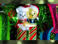 Glittery Cat Couple Ornament