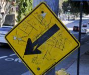 Grunge Yellow Arrow Sign