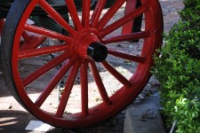 Red Wooden Wagon Wheel