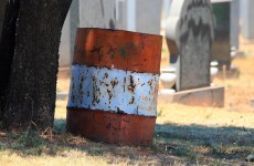 Trash Can In Cemetery
