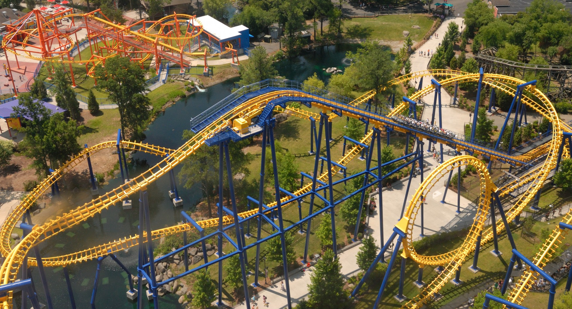 Aerial View Of Roller Coasters
