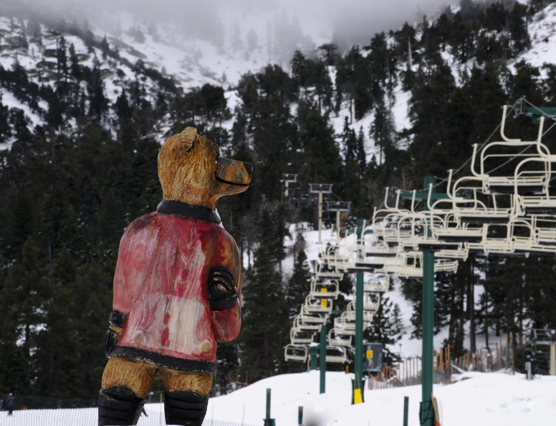 Bear Sculpture On Ski Slopes
