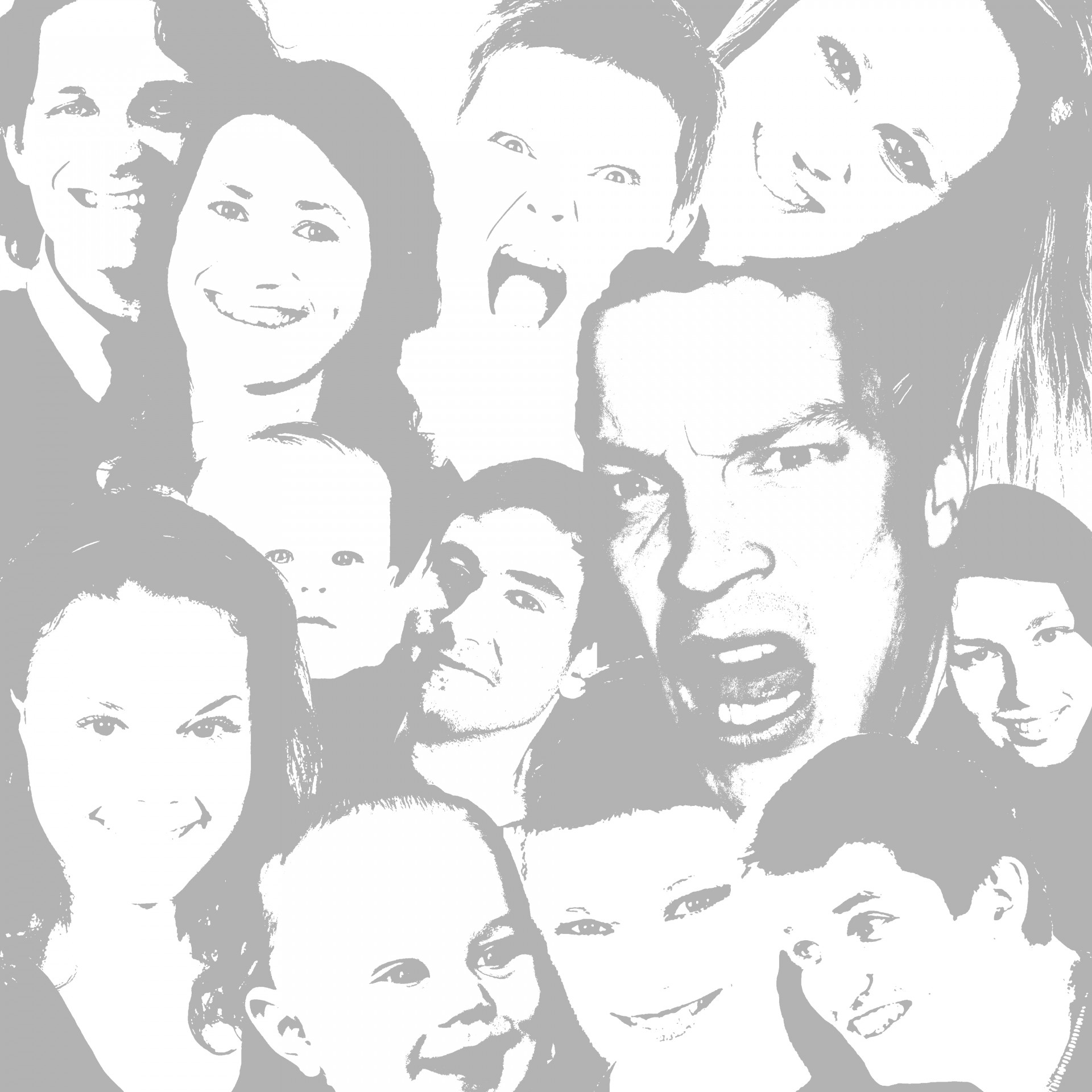 Digitally created collage crowd of faces.