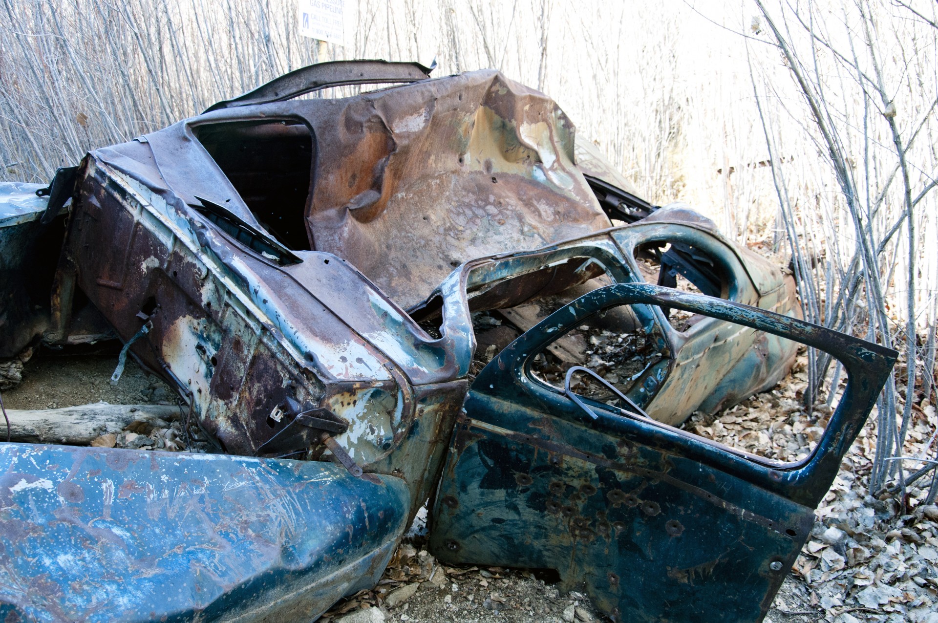 Crushed 1941 Ford Automobile