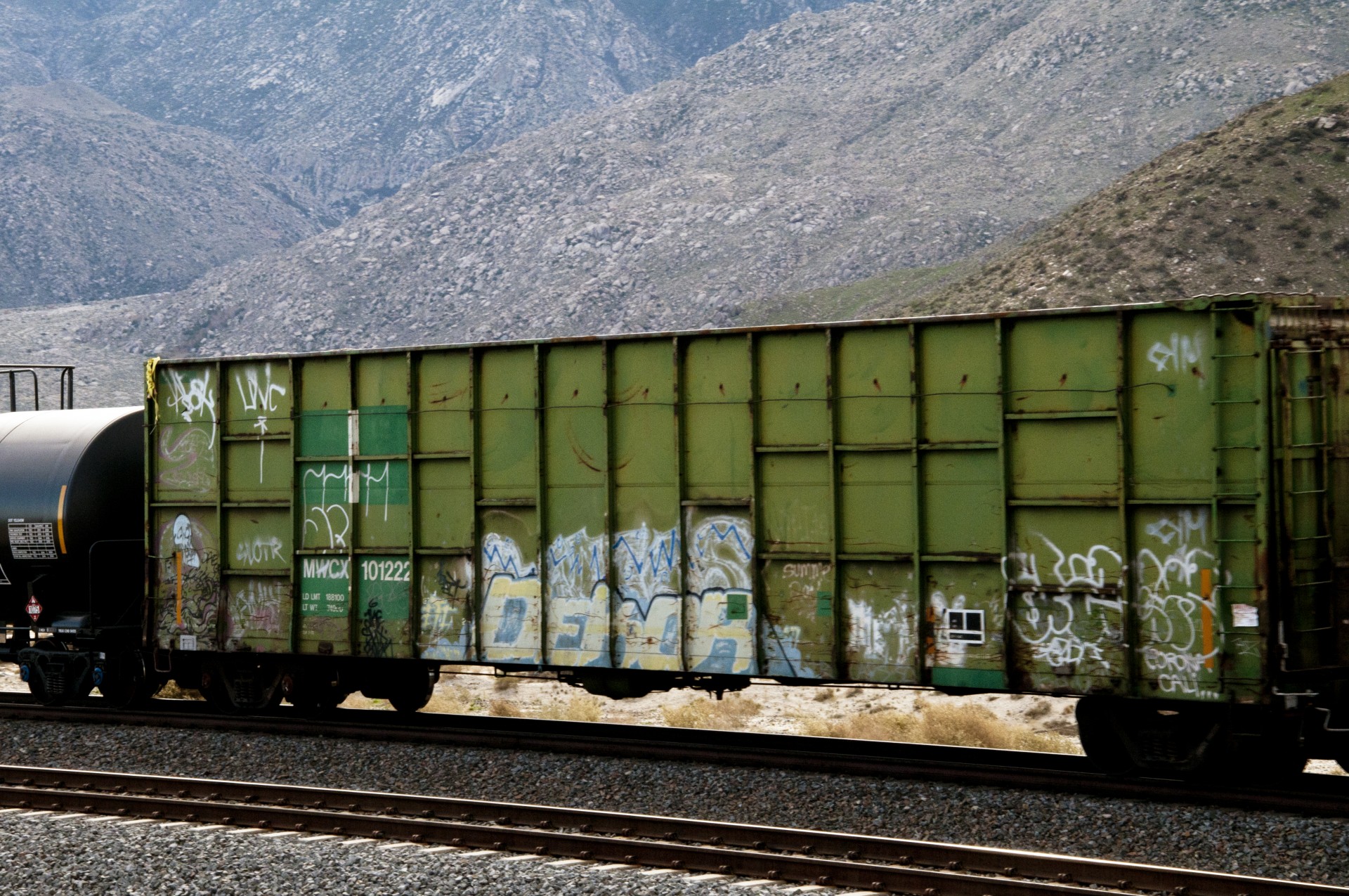 Green Graffiti Railroad Car