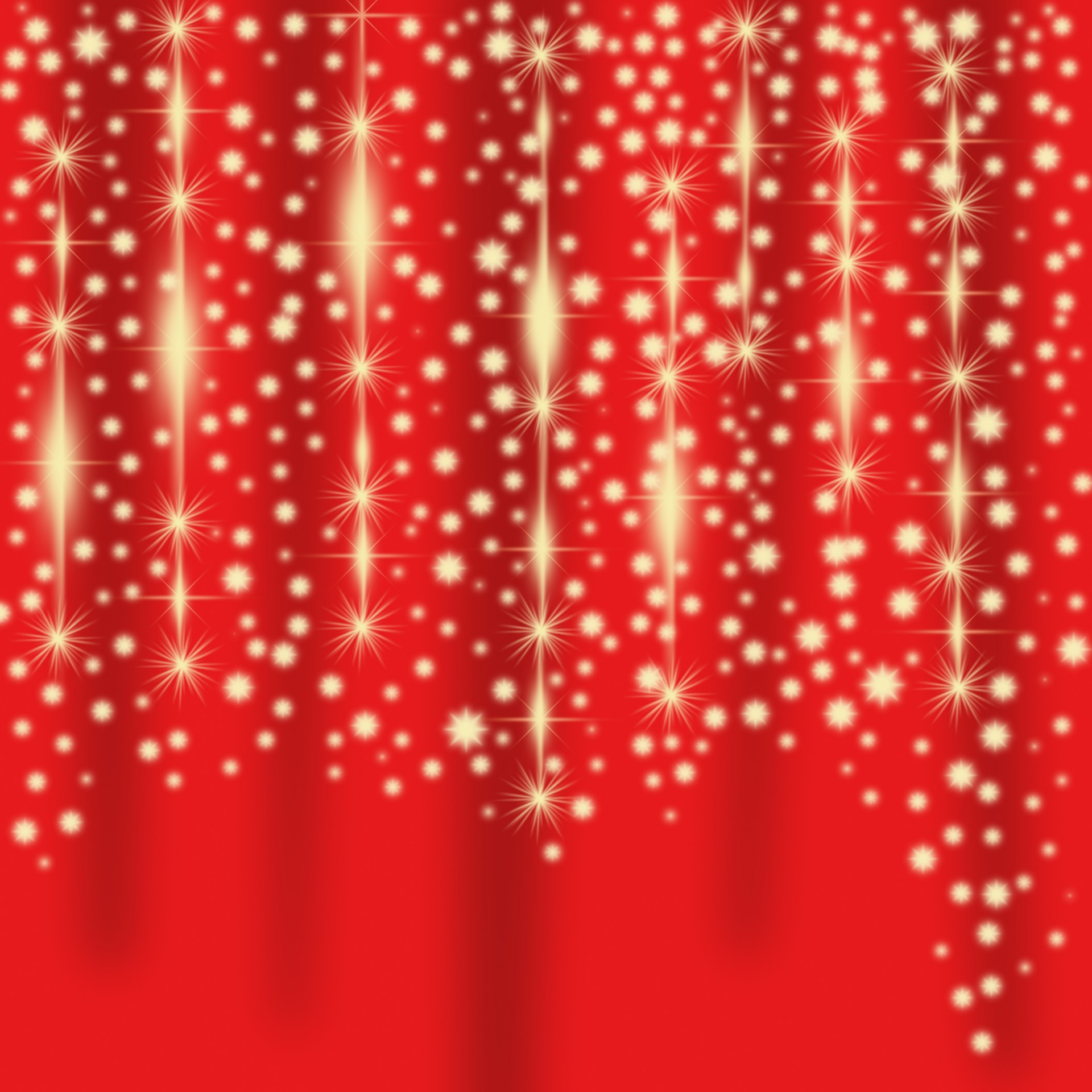 Red curtain background with lights dangling