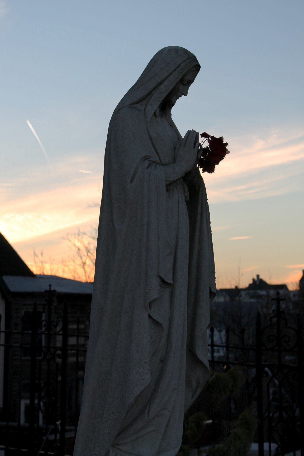 Mary Statue In Front Of St. Mary of the Mount Church