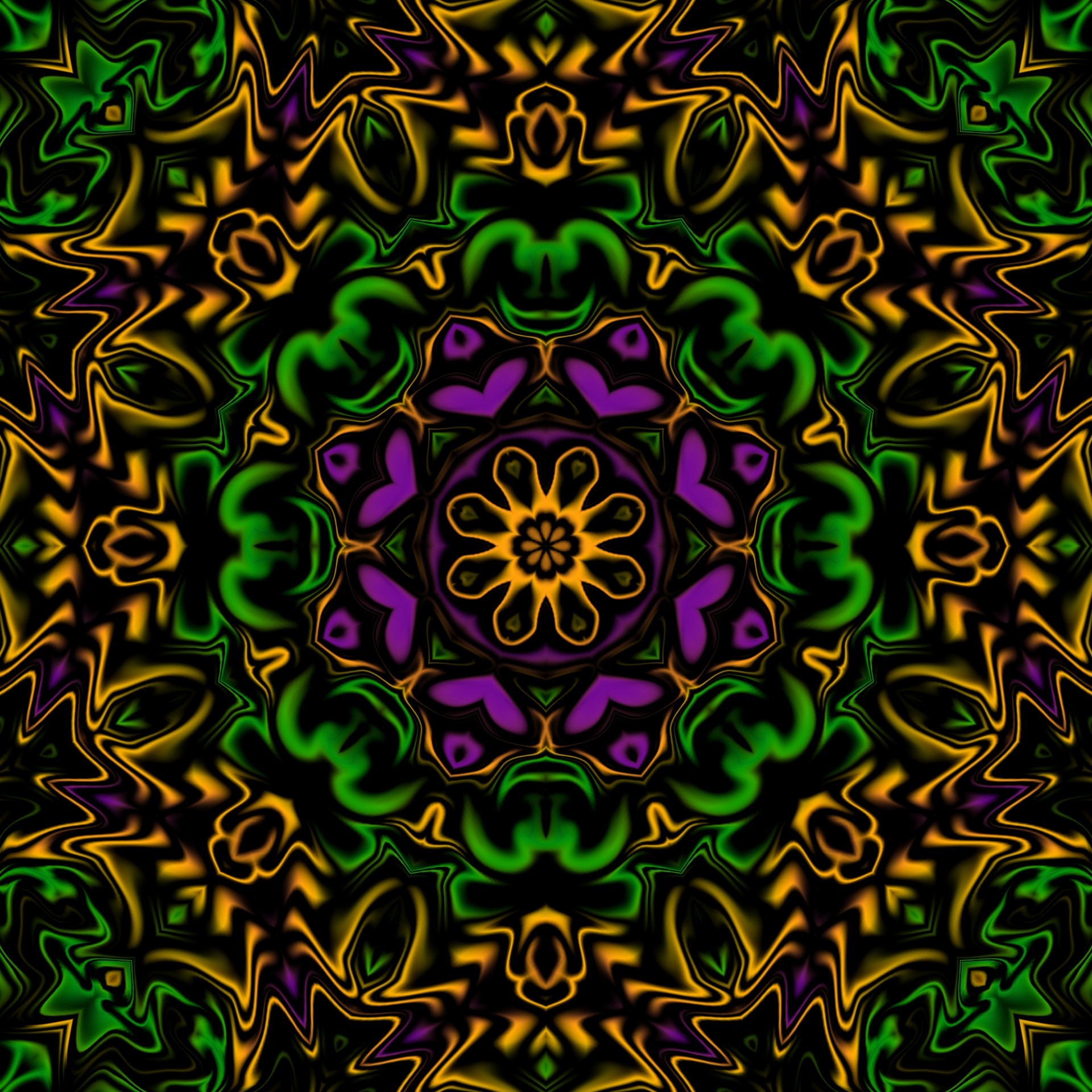Orange Green Purple Kaleidoscope