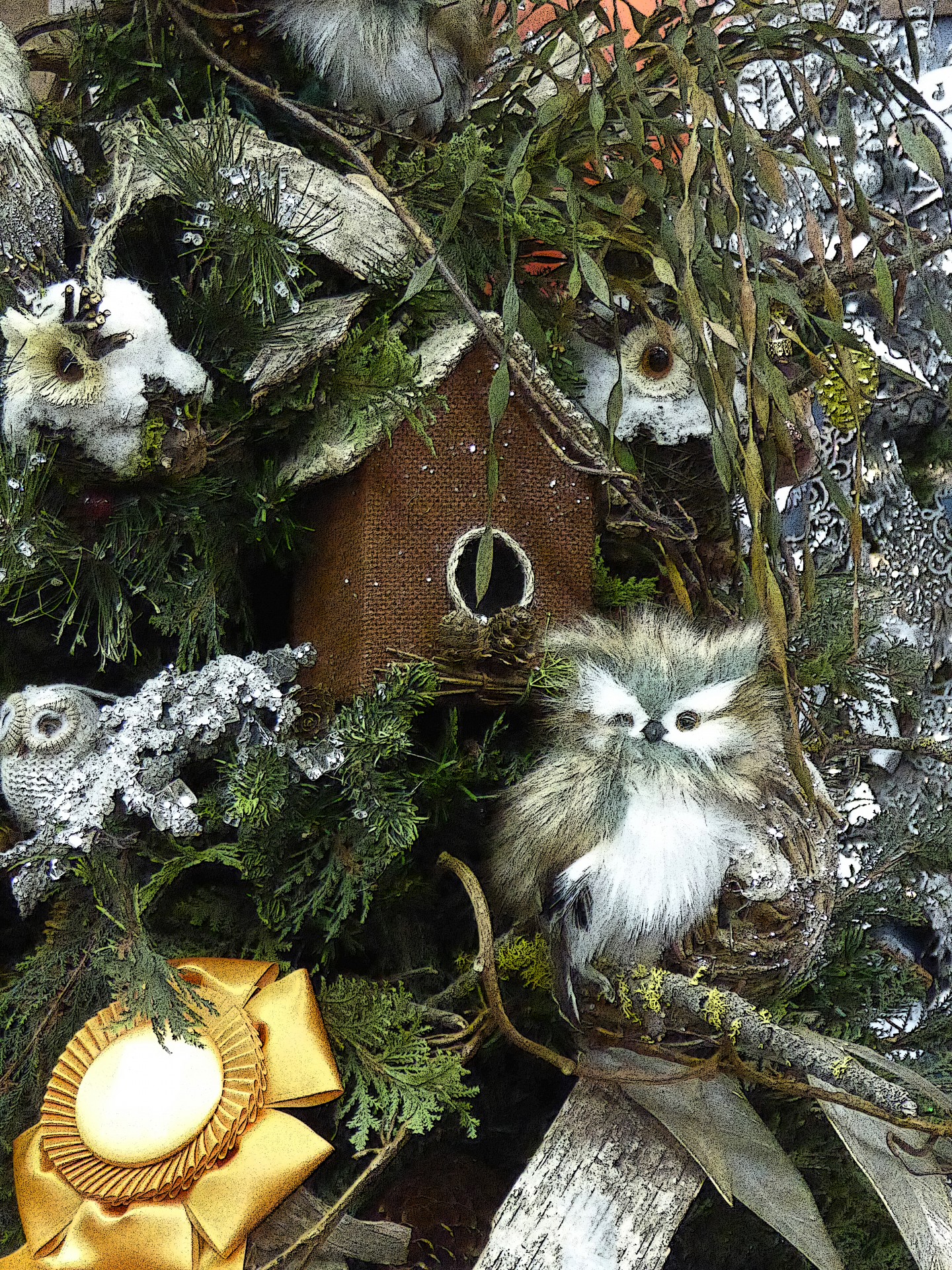 Owls In Christmas Tree