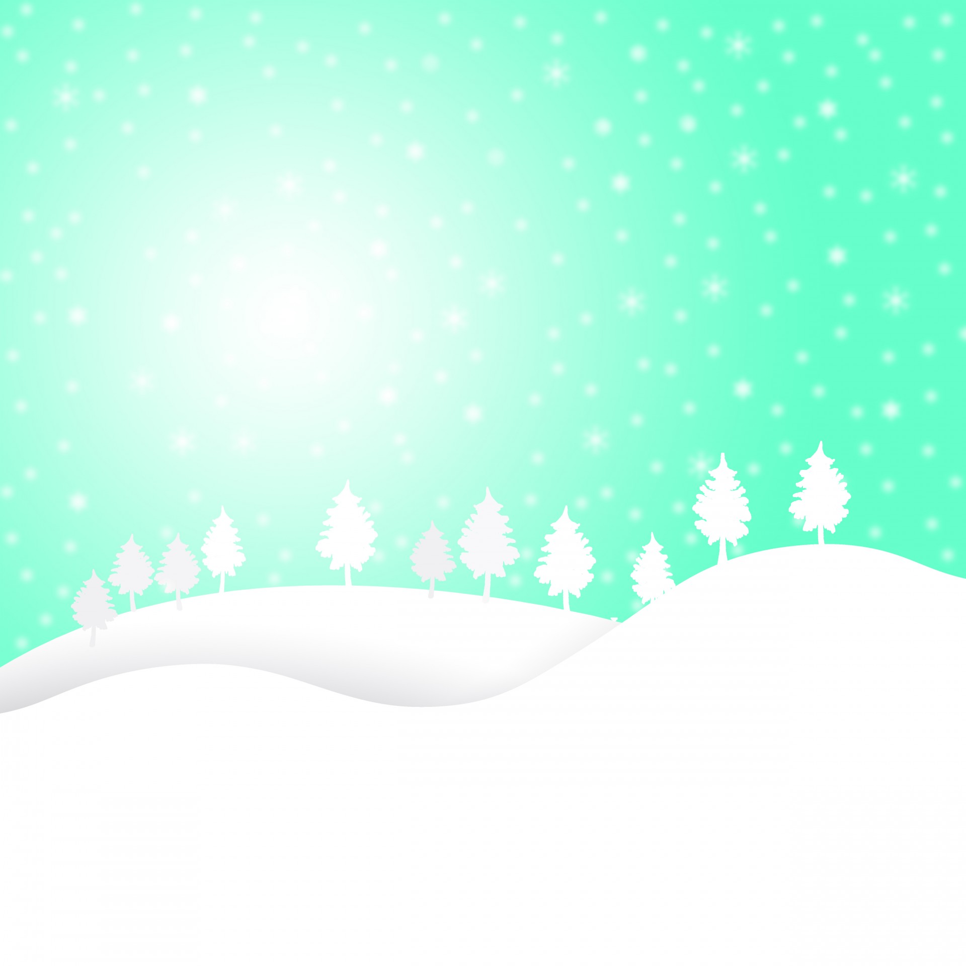 Illustration of christmas snow with trees on horizon
