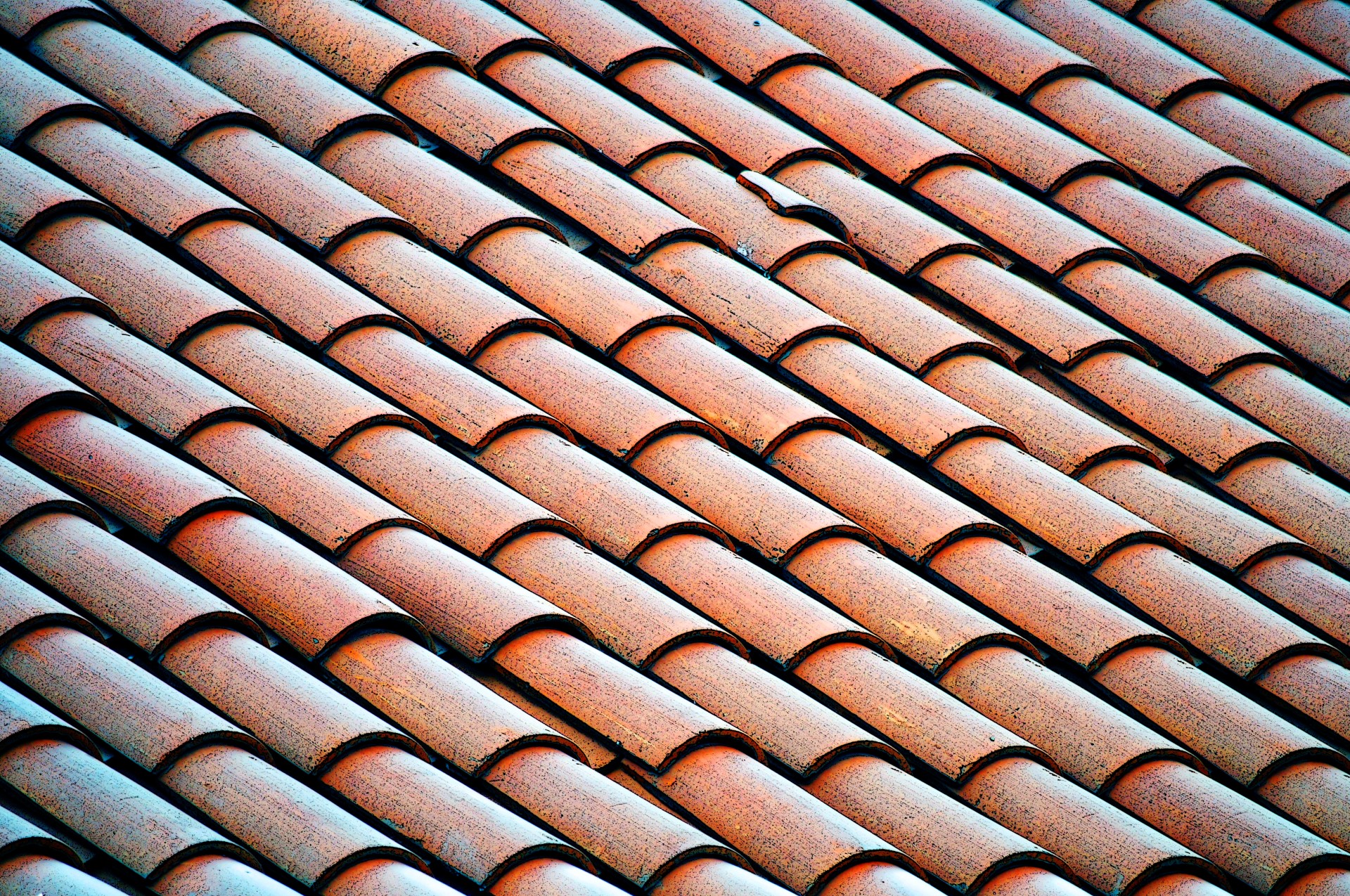 Closeup of the beautiful texture and design of a tile roof