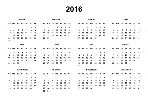 Calendario 2016 Stock de Foto gratis - Public Domain Pictures