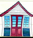 Beach Hut Painted On Building