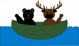 Bear &amp; Deer In Canoe