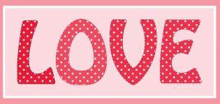 Love Pink Polka Dots Text