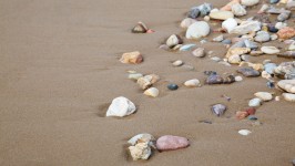 Pebbles On Sandy Beach