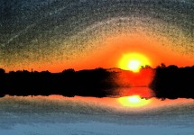 Water Colour Sunset Reflection