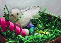 White Bird In Easter Egg Basket