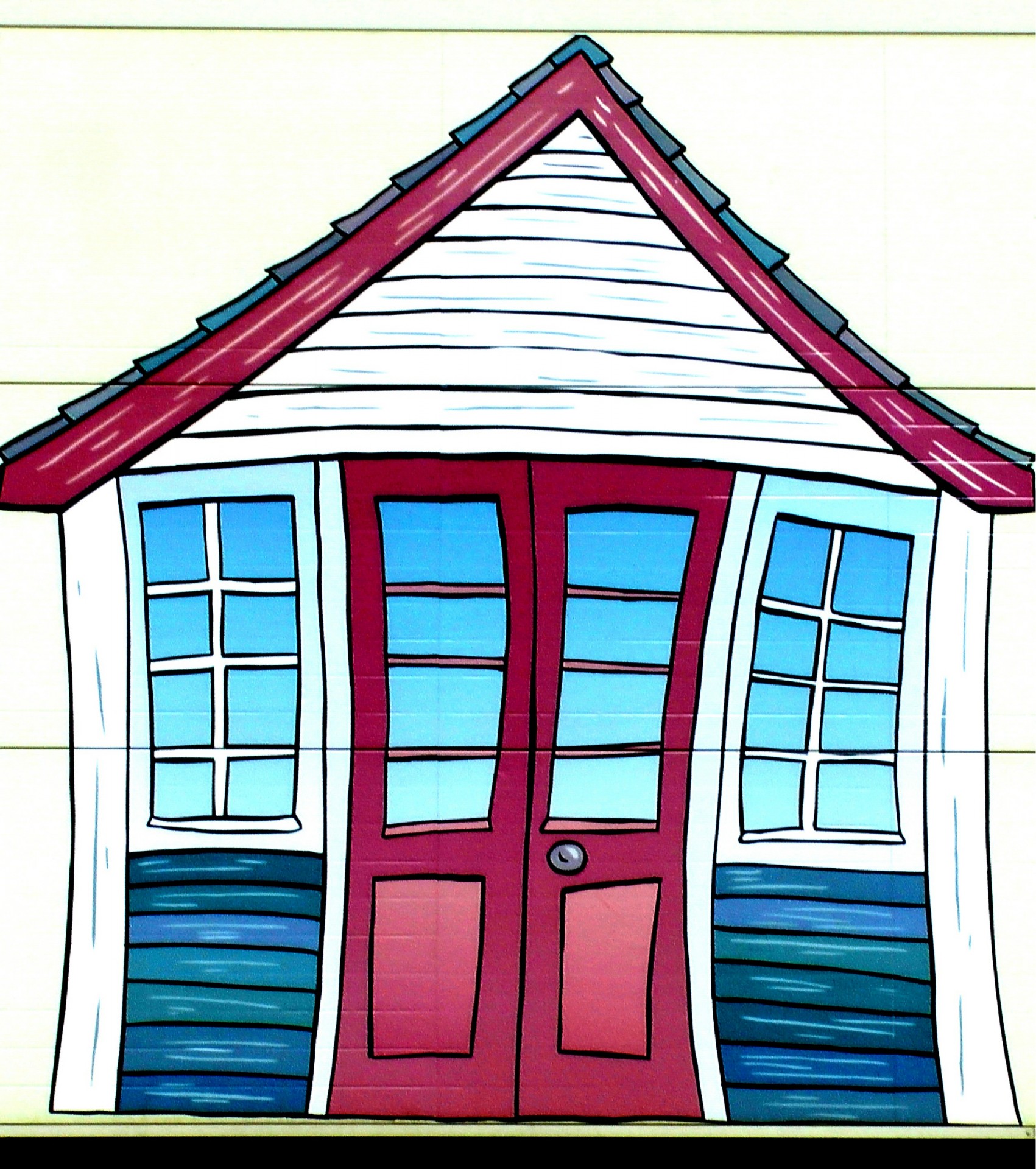 Beach Hut Painted On Building