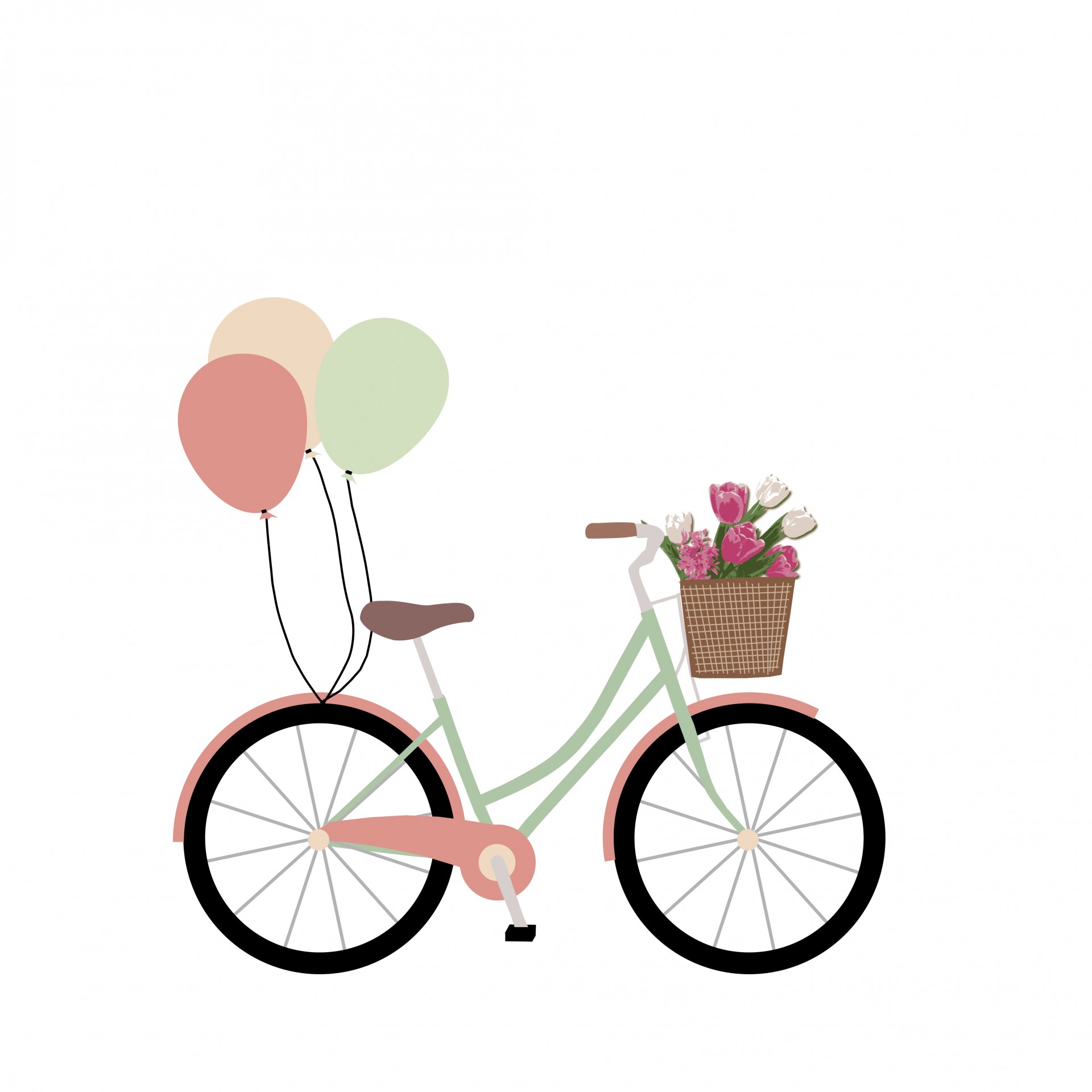 Bike, Bicycle With Balloons Clipart