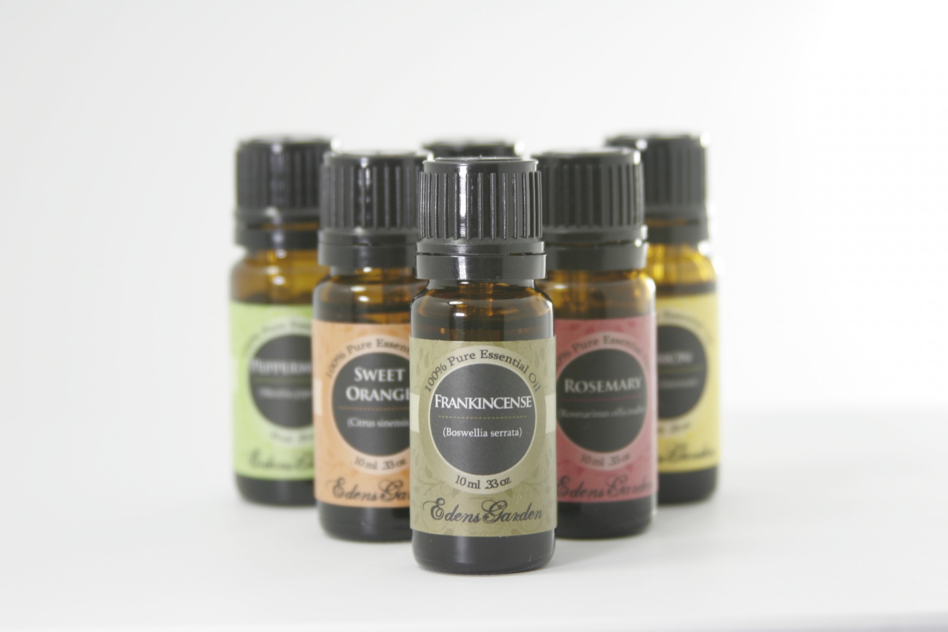 Bottles of essential oils used for Aromatherapy.
