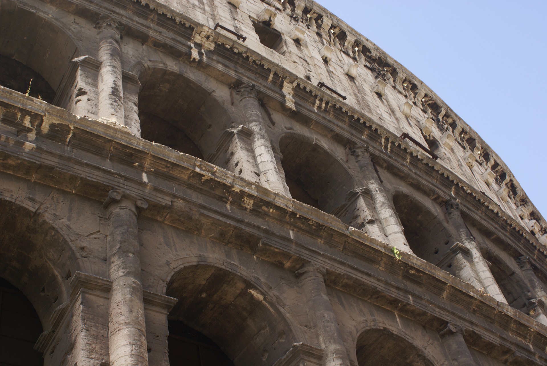 Detail of the Roman Colosseum, the largest amphitheater in the world