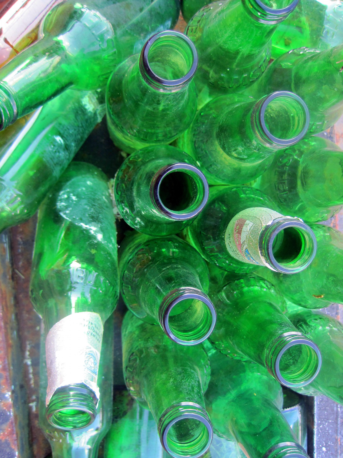 Discarded Green Bottles