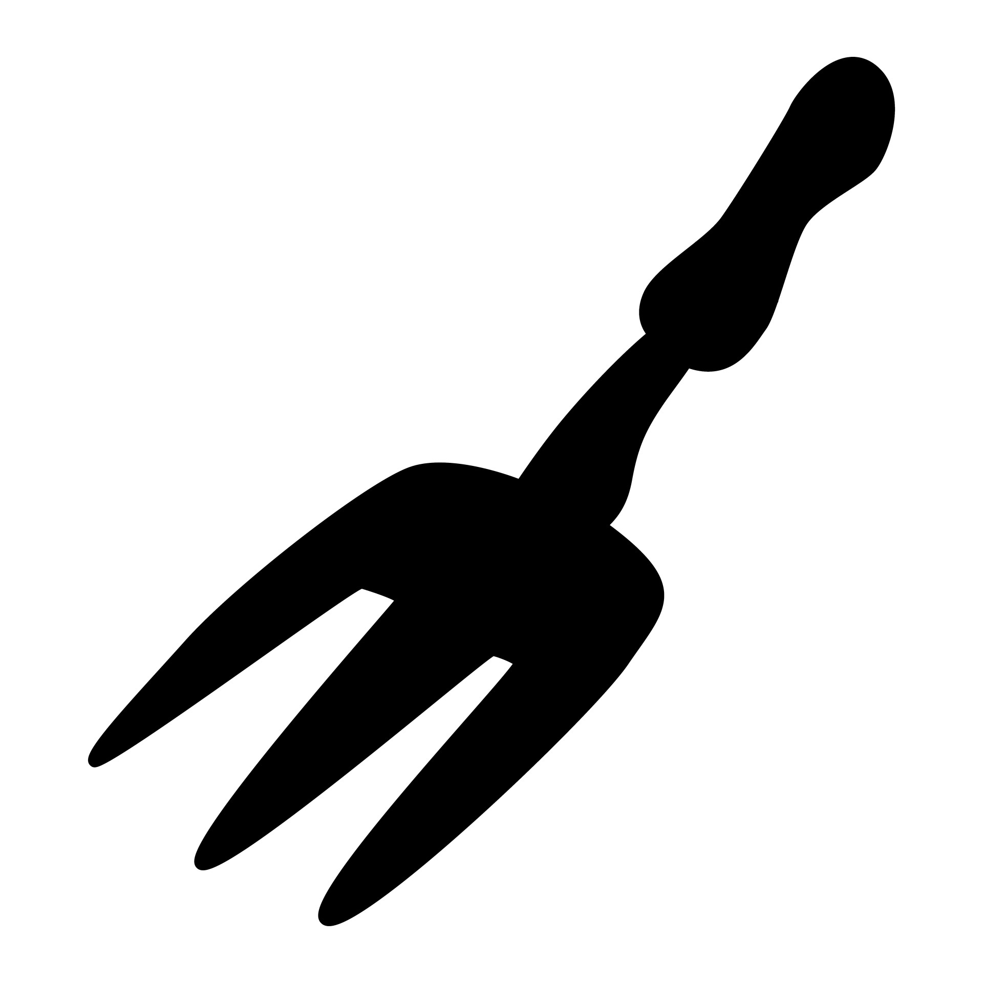 silhouette of a garden hand fork on white