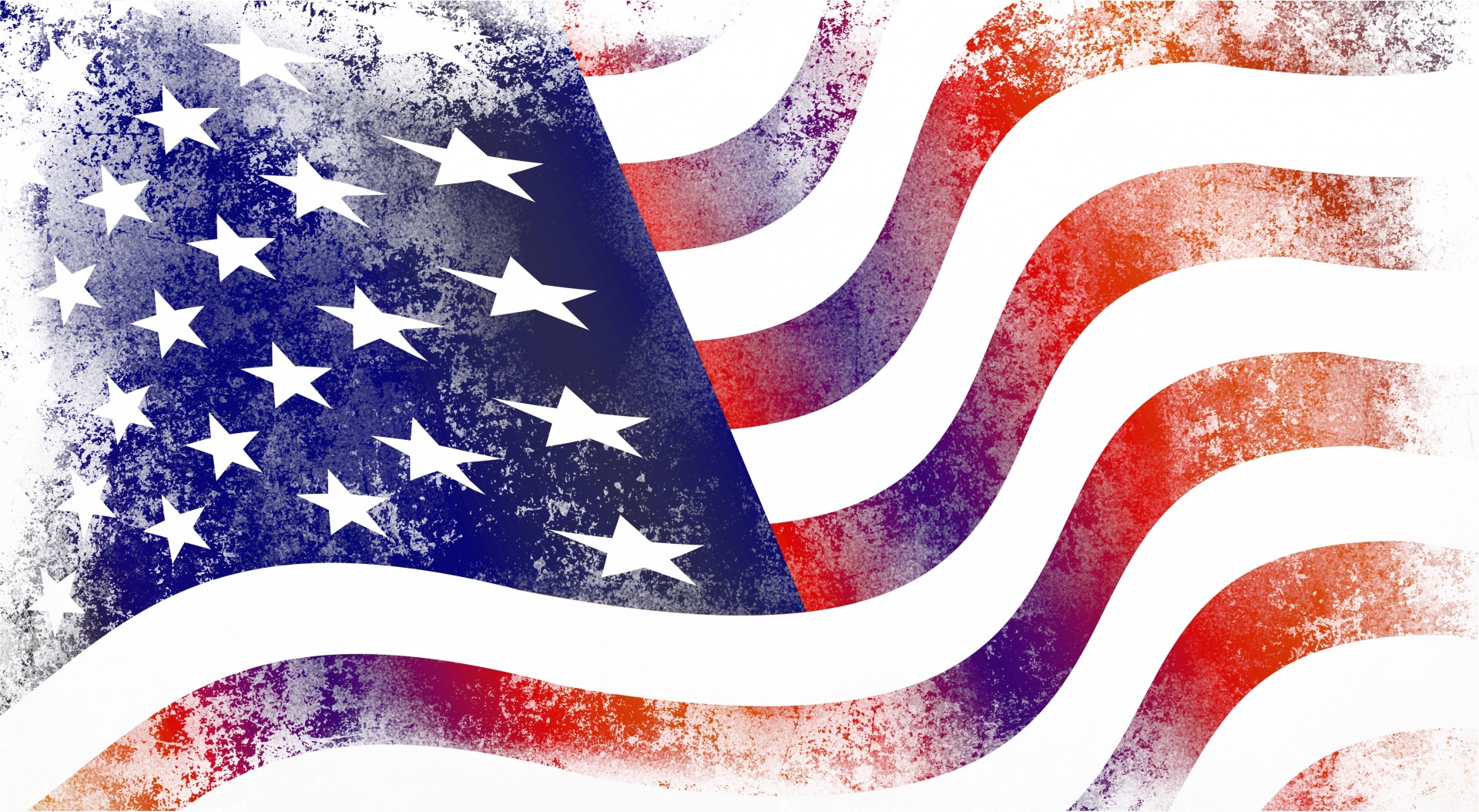 Stars and stripes flag of America with grunge.