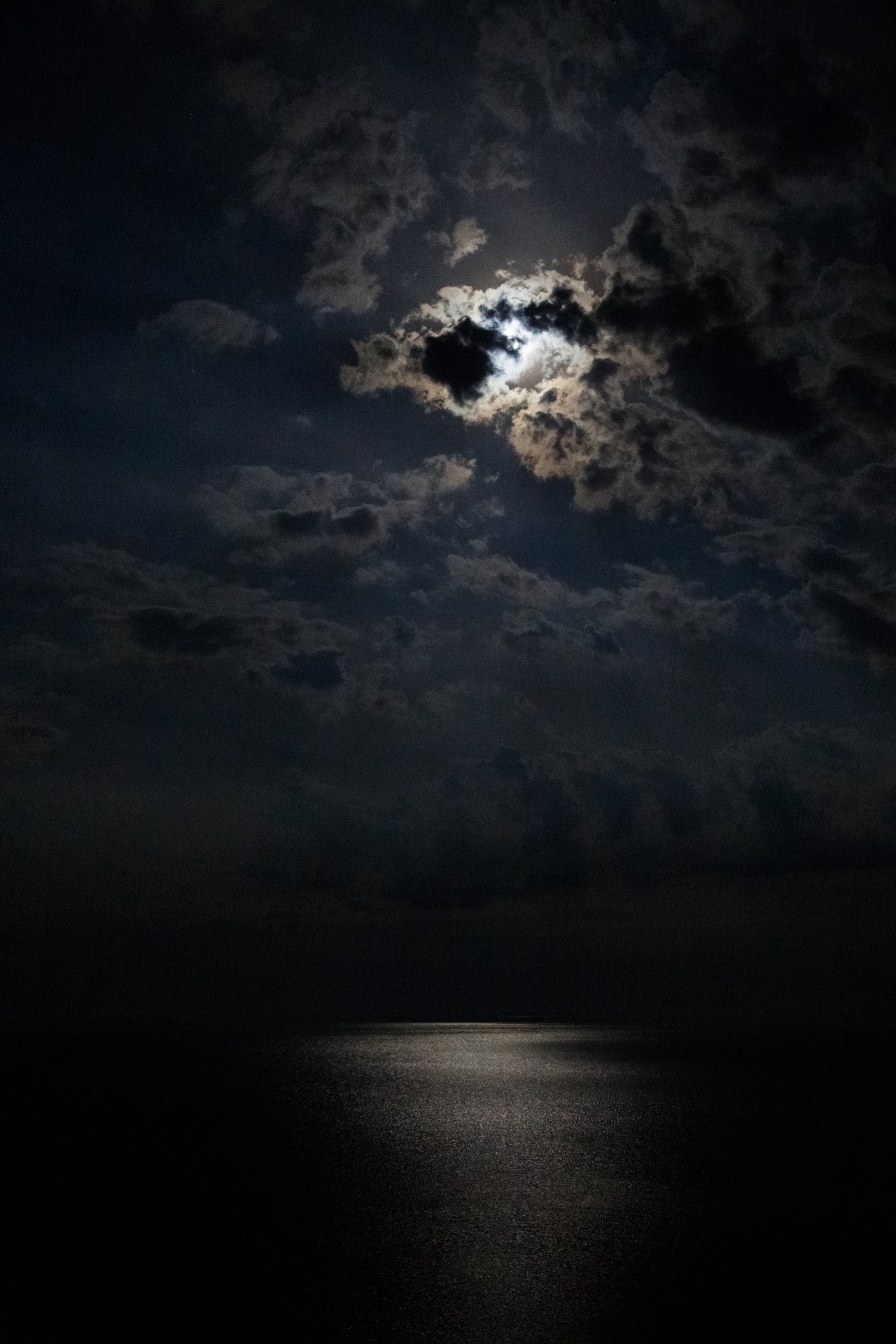 Moon Clouds And Sea