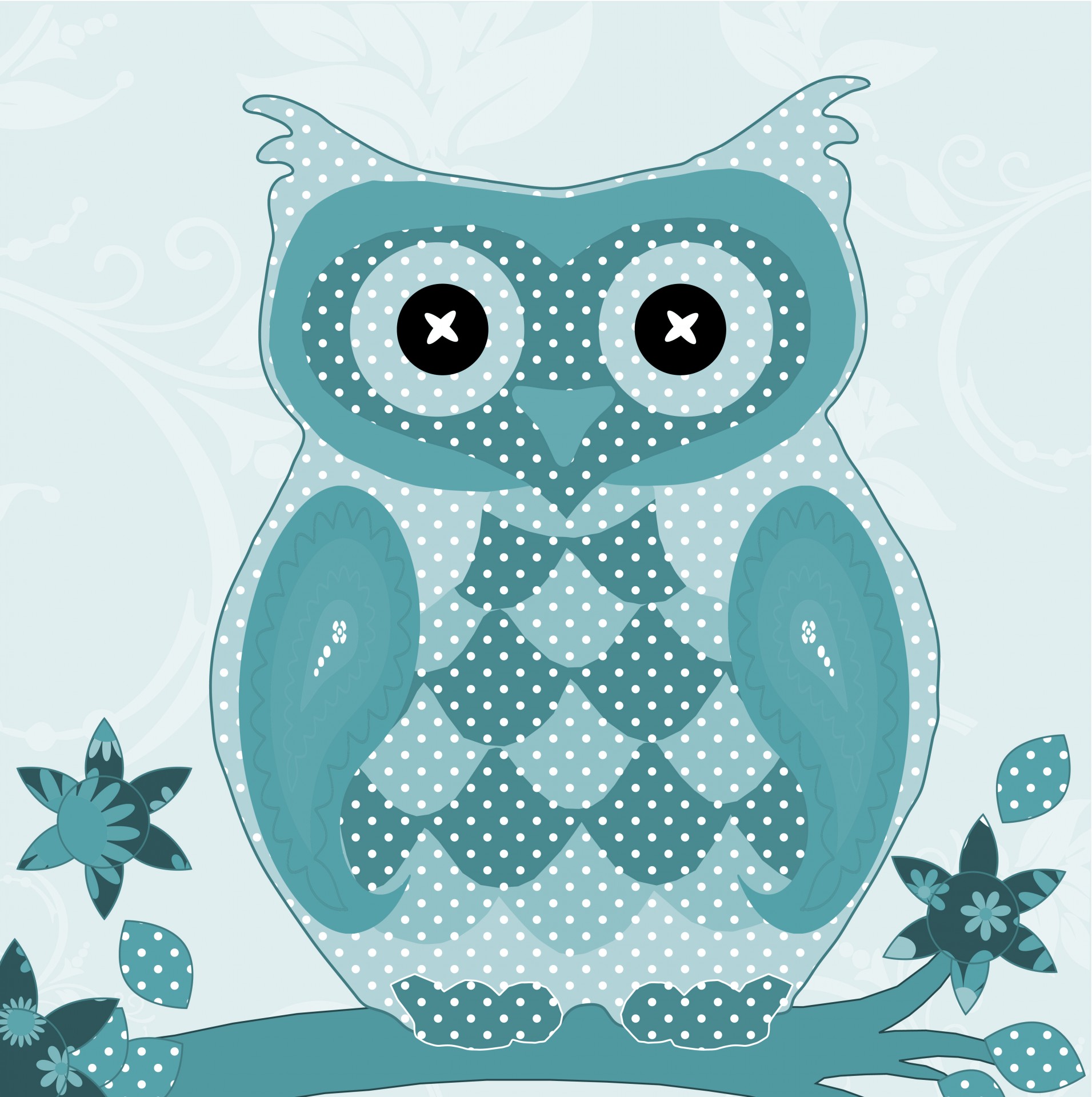 Owl Patterned Cute Teal Color