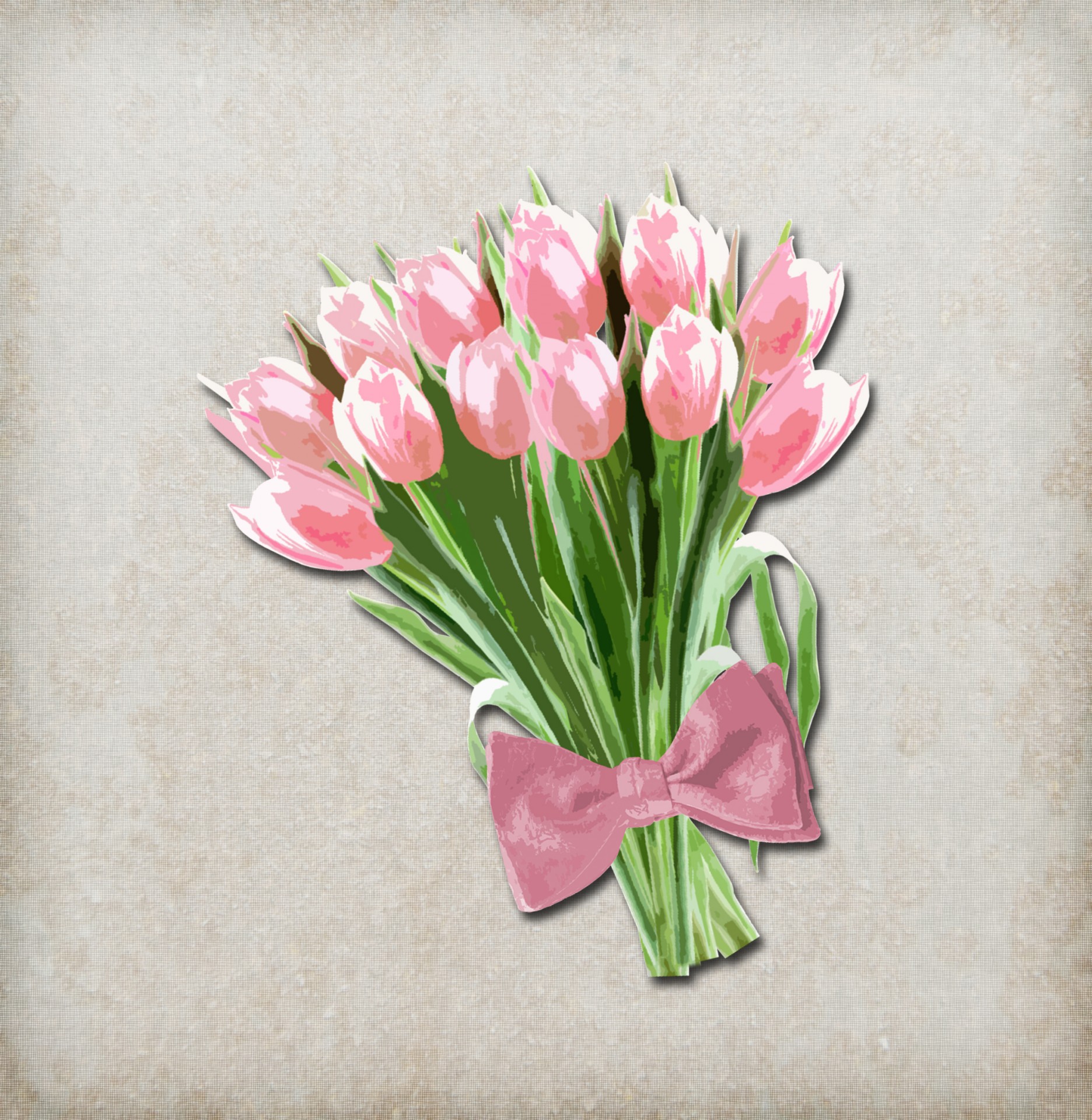 Pink Tulips Clipart With Bow