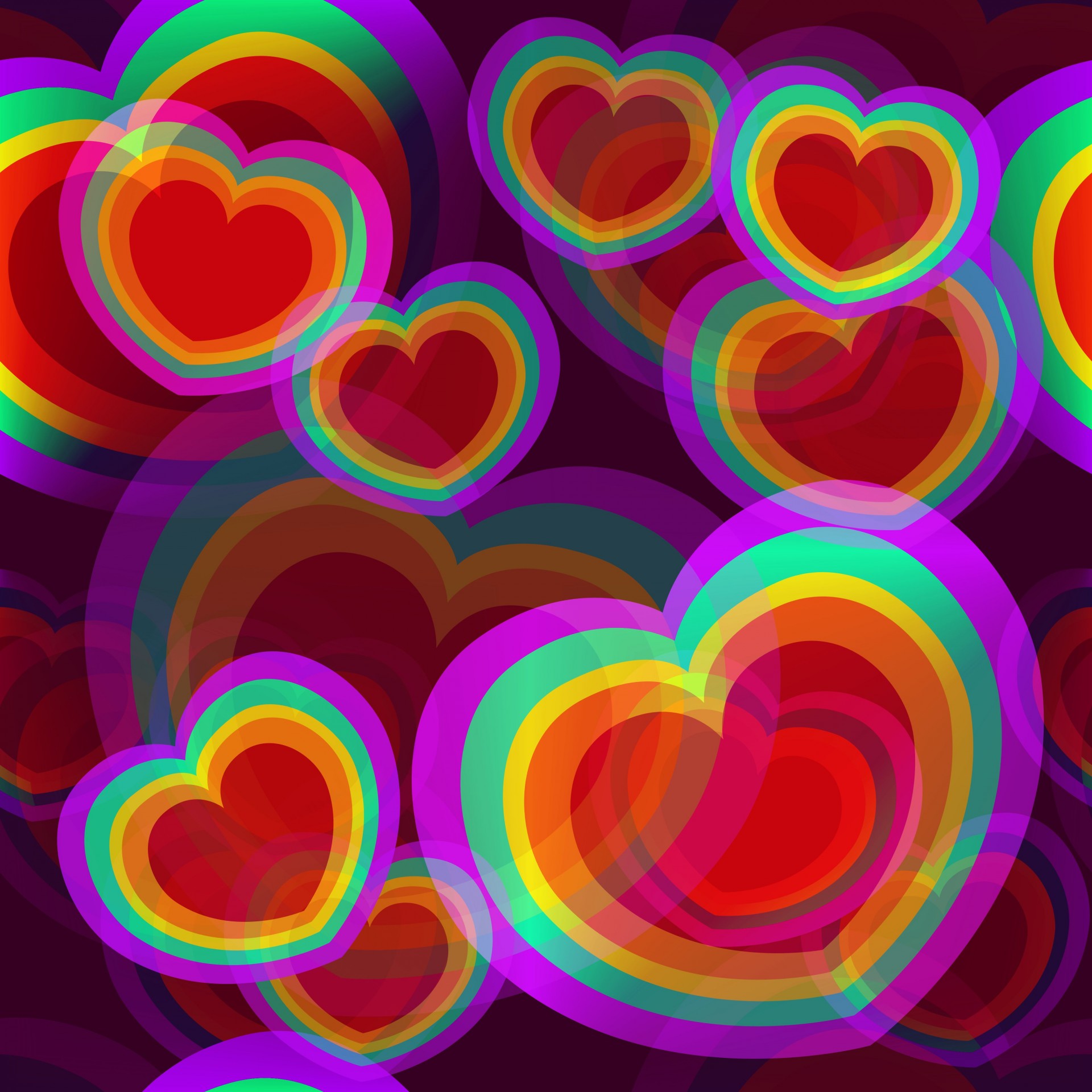 Rainbow Hearts Seamless Image