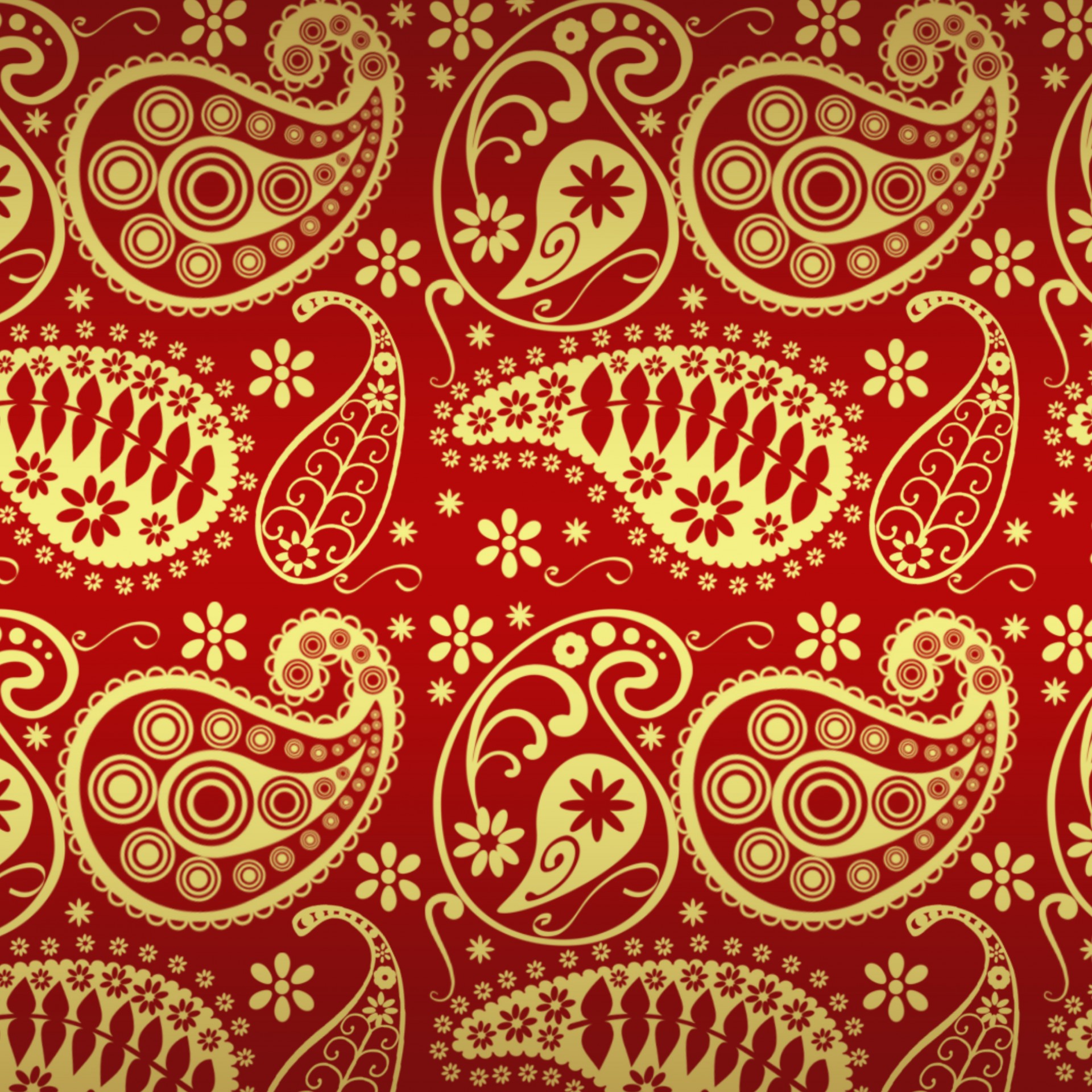 Red and Gold Paisley Paper