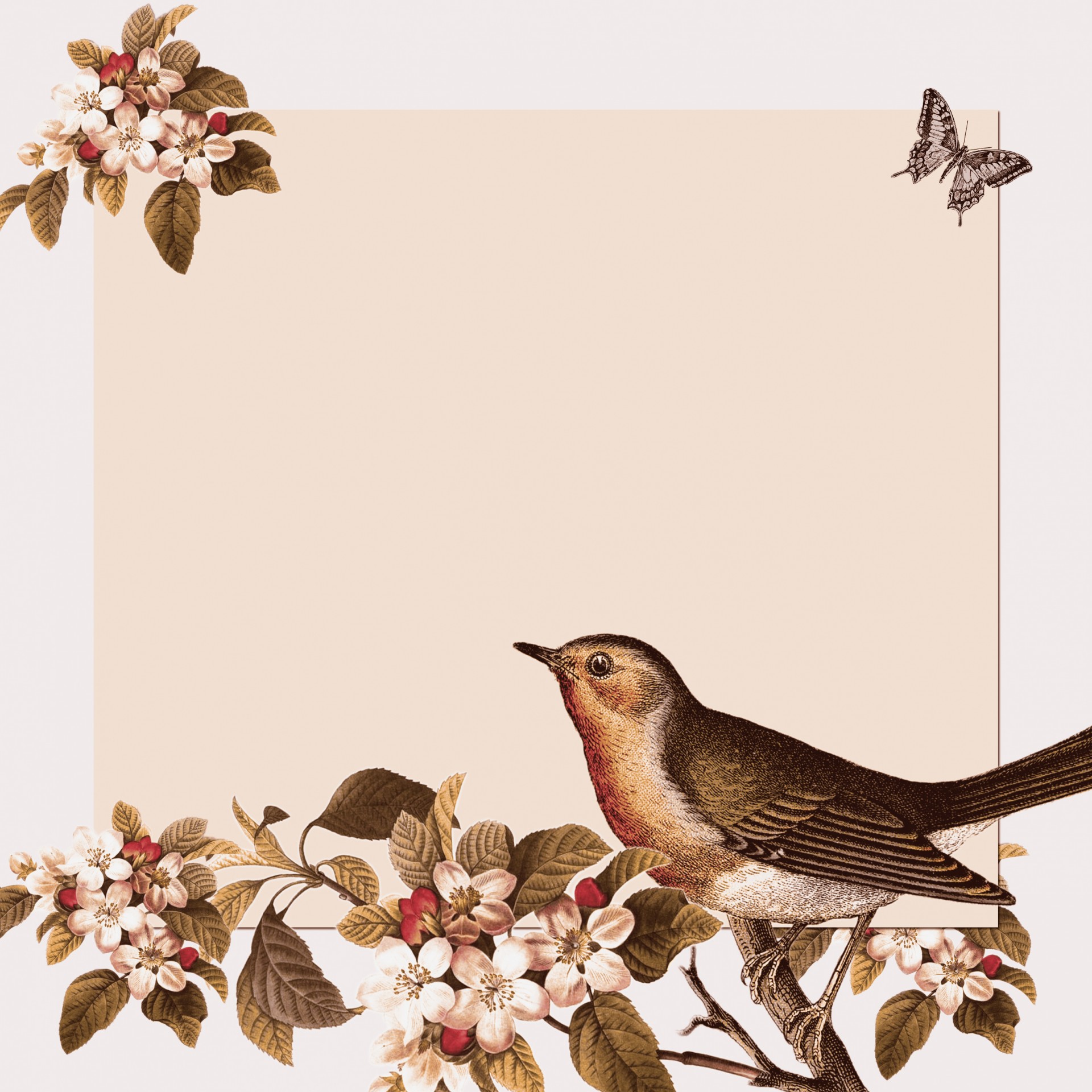 Vintage Bird & Floral Background