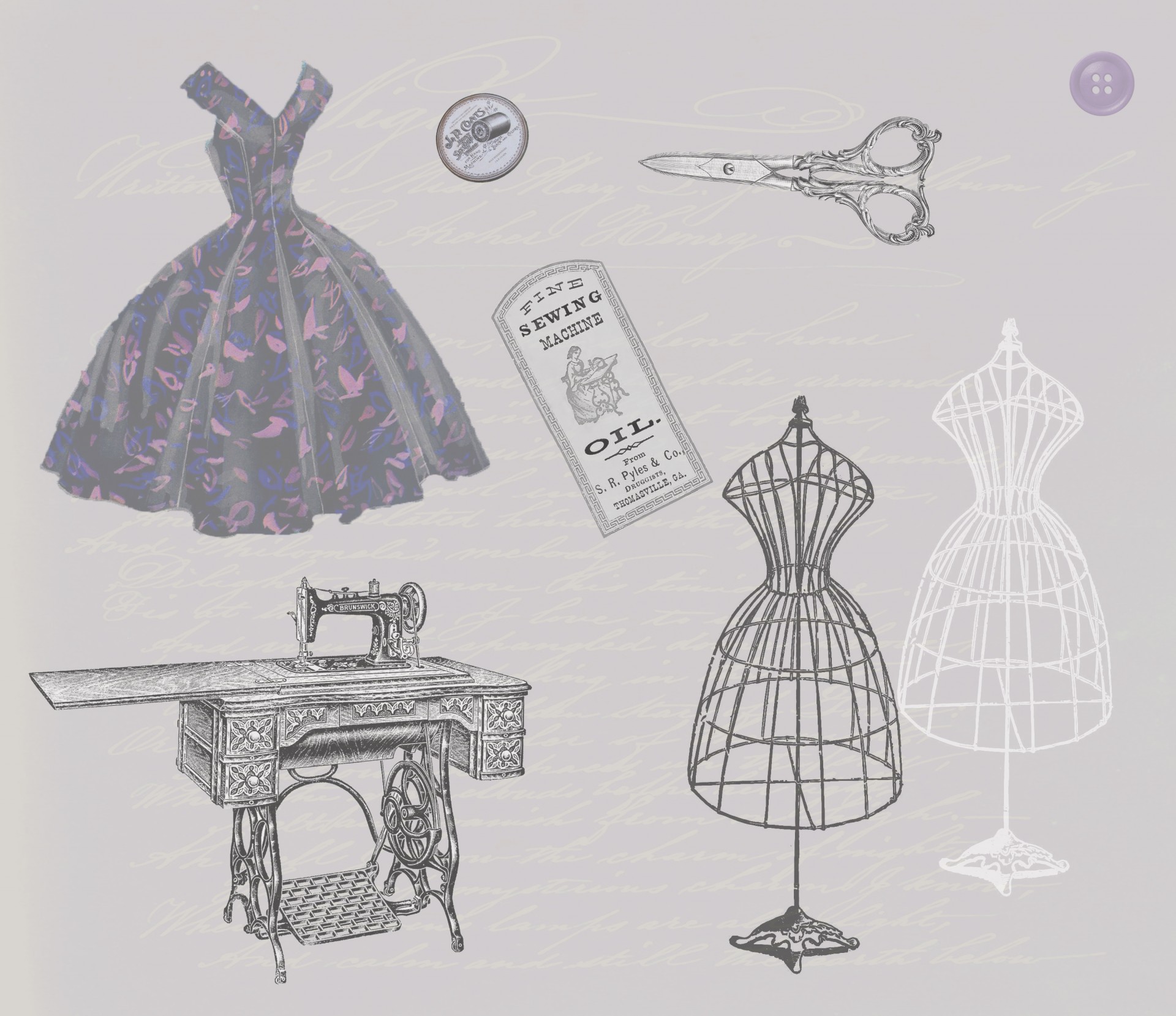 Vintage Dressmaking Background