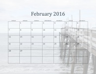 2016 February Beach Calendar