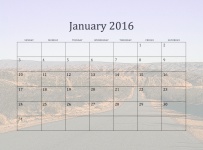 2016 January Monthly Calendar