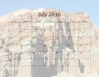 2016 July Monthly Calendar