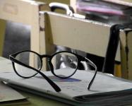 Glasses On A School Desk