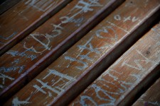 Graffiti Carved Wooden Bench #2