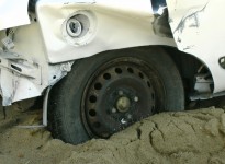 Wrecked Car Front Wheel