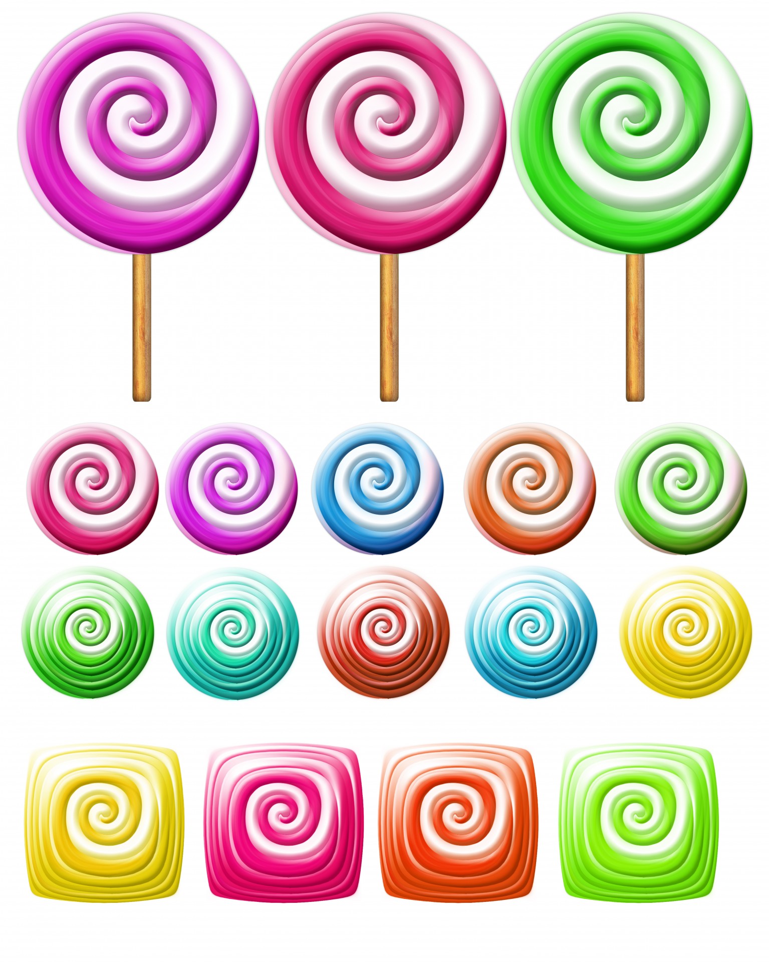 Bright Lollipops Icons Clipart