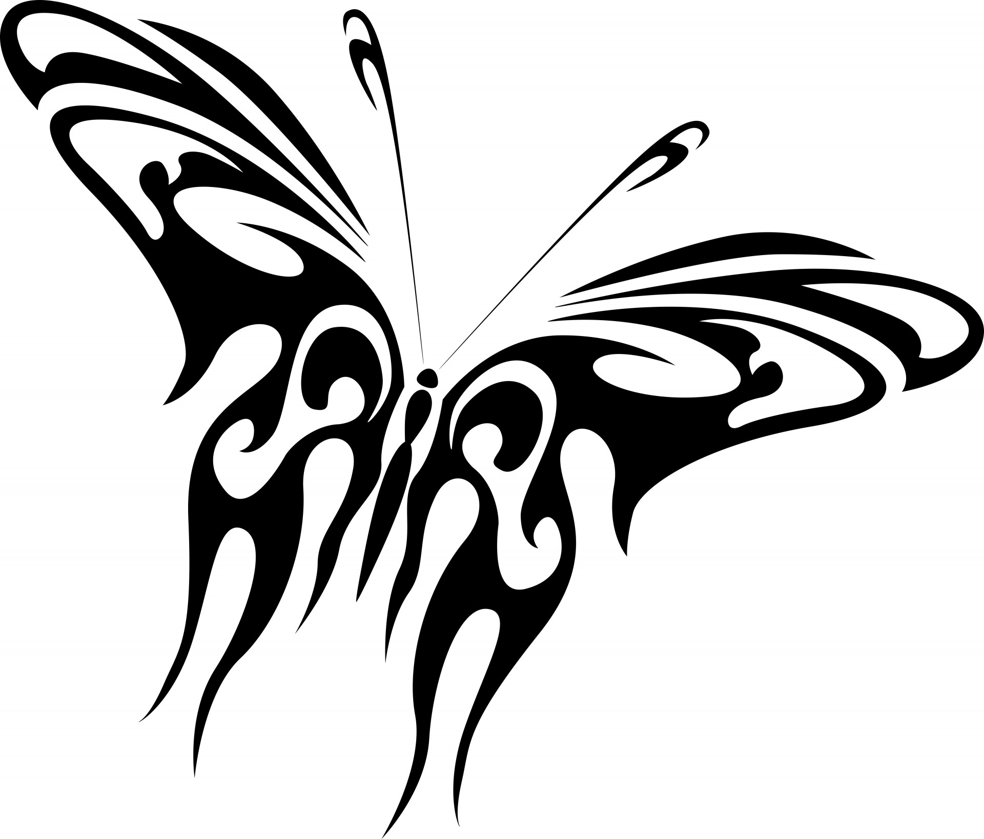 silhouette of a black butterfly on white background