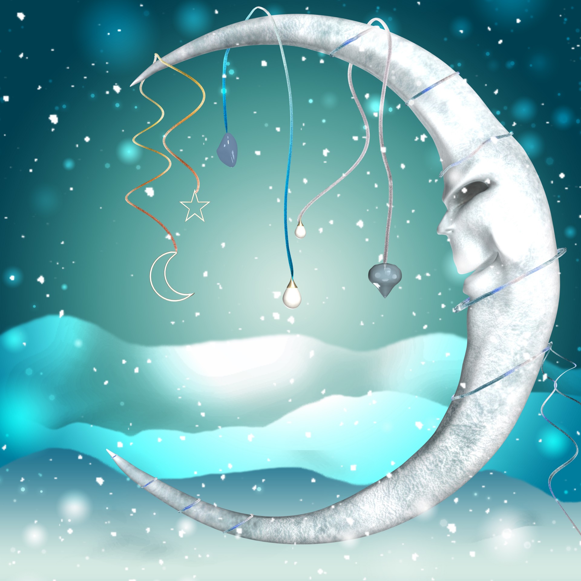 Fantasy Art Winter Moon Background, lots of usage for fairies etc