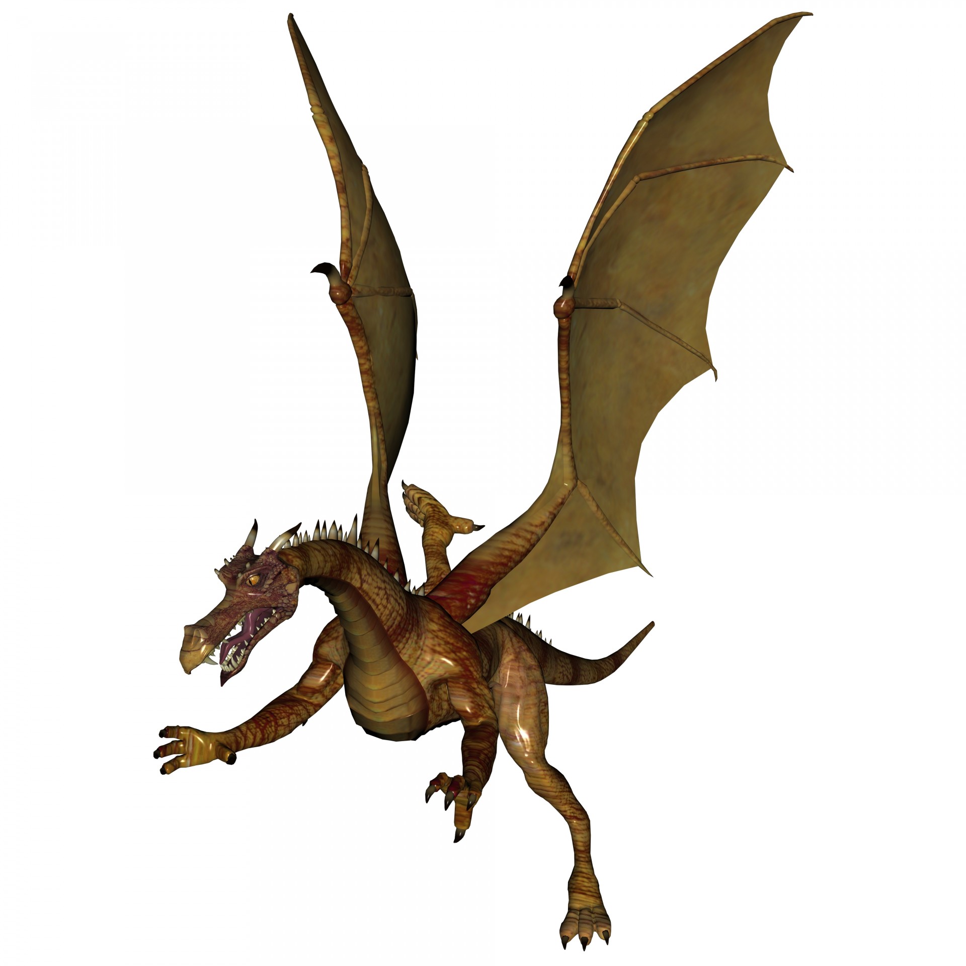 Golden 3D Dragon New Pose