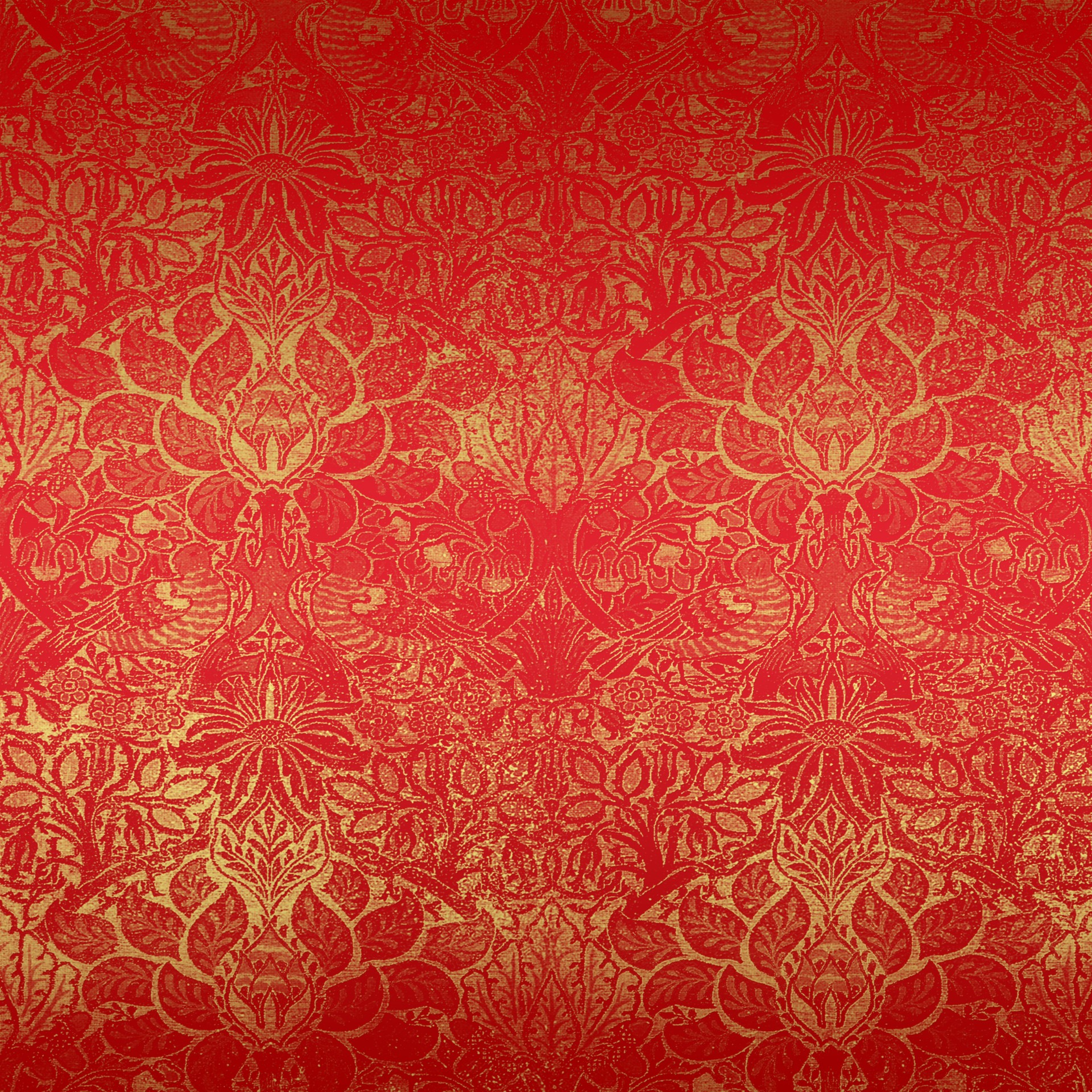Grunge Floral Red And Gold Effect
