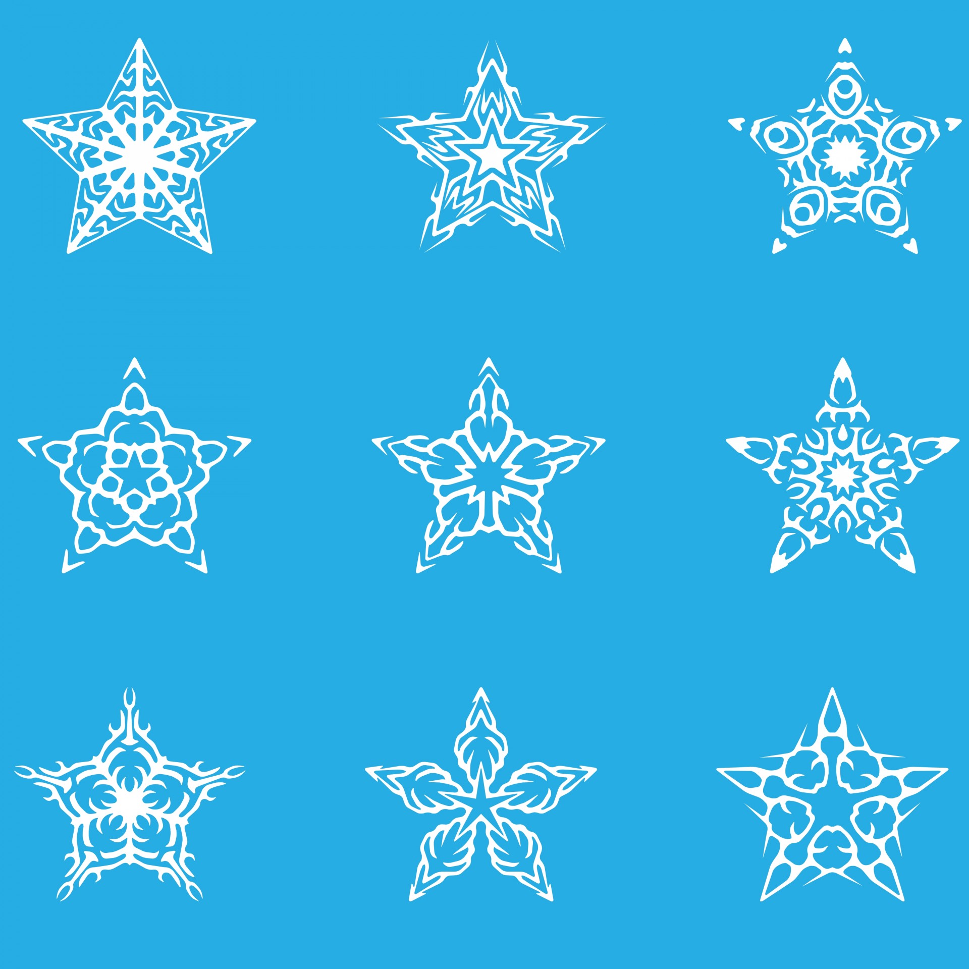 Nine White Snowflakes