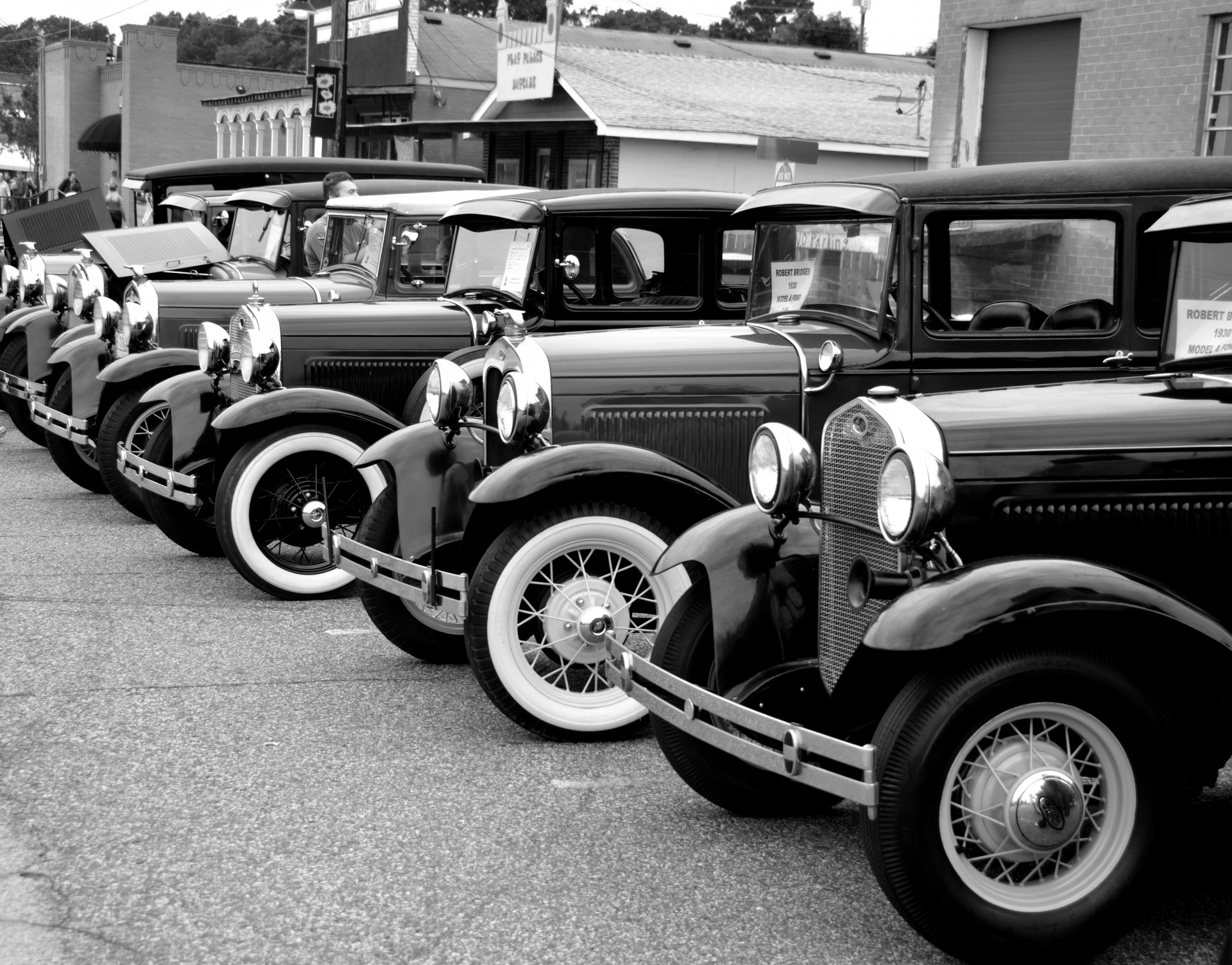 Vintage cars in black and white