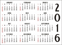 12 Month Calendar 2016